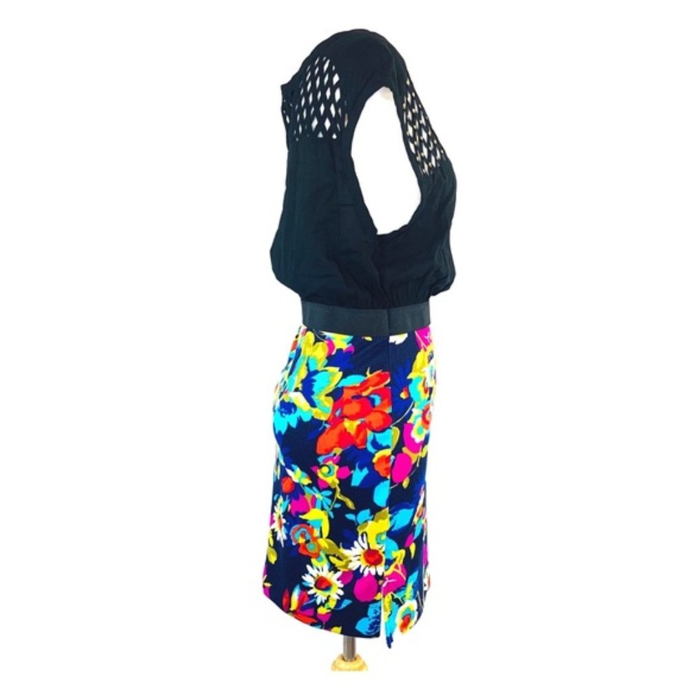 FREE PEOPLE Poison Apple Floral Fit & Flare Studded Top Dress Colorblock Size SP - Picture 4 of 9